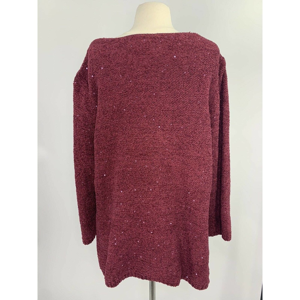 Chico's Chenille Sequin V-neck Pullover Sweater' - Picture 2 of 10